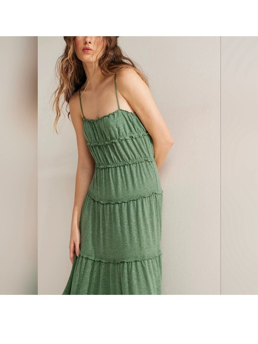 Free people NWT Brooke Maxi -size LG- green maxi dress
